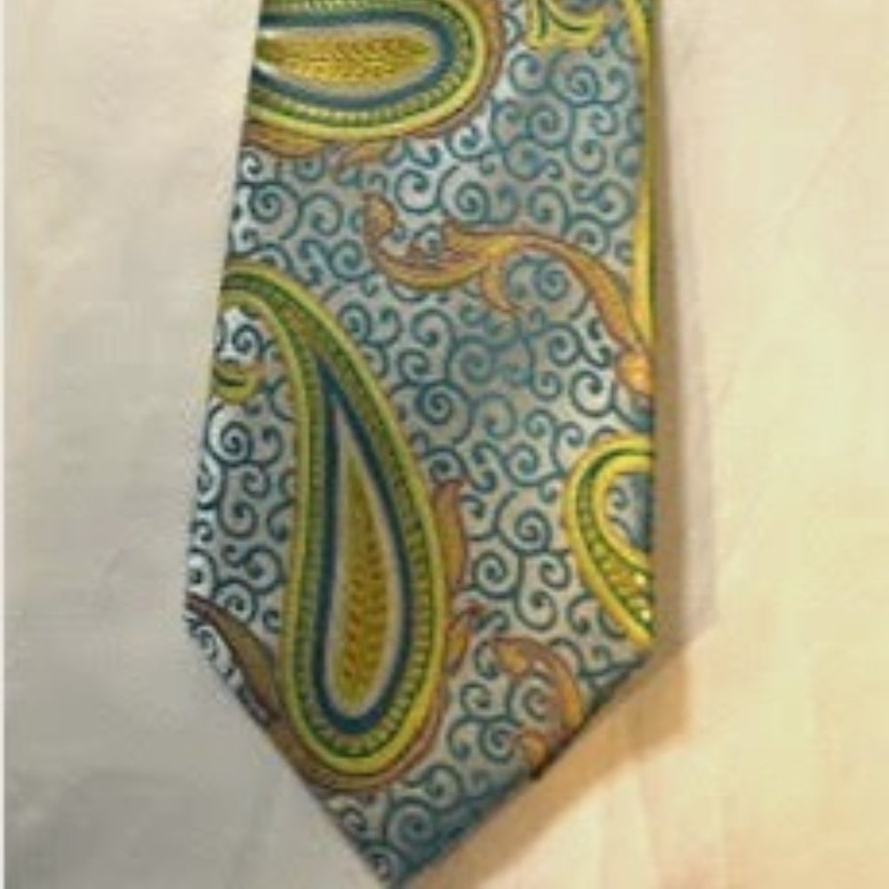 Verse 9 men's tie paisley light blue and yellow